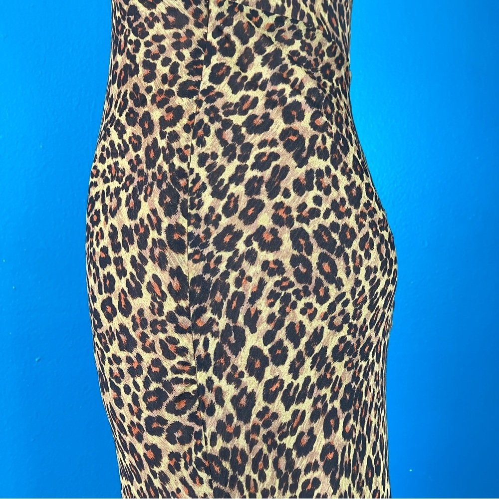 STAUD Lea Leopard Print Maxi Dress w/ Side Slit & Puff Sleeves Size 2 - Picture 10 of 16